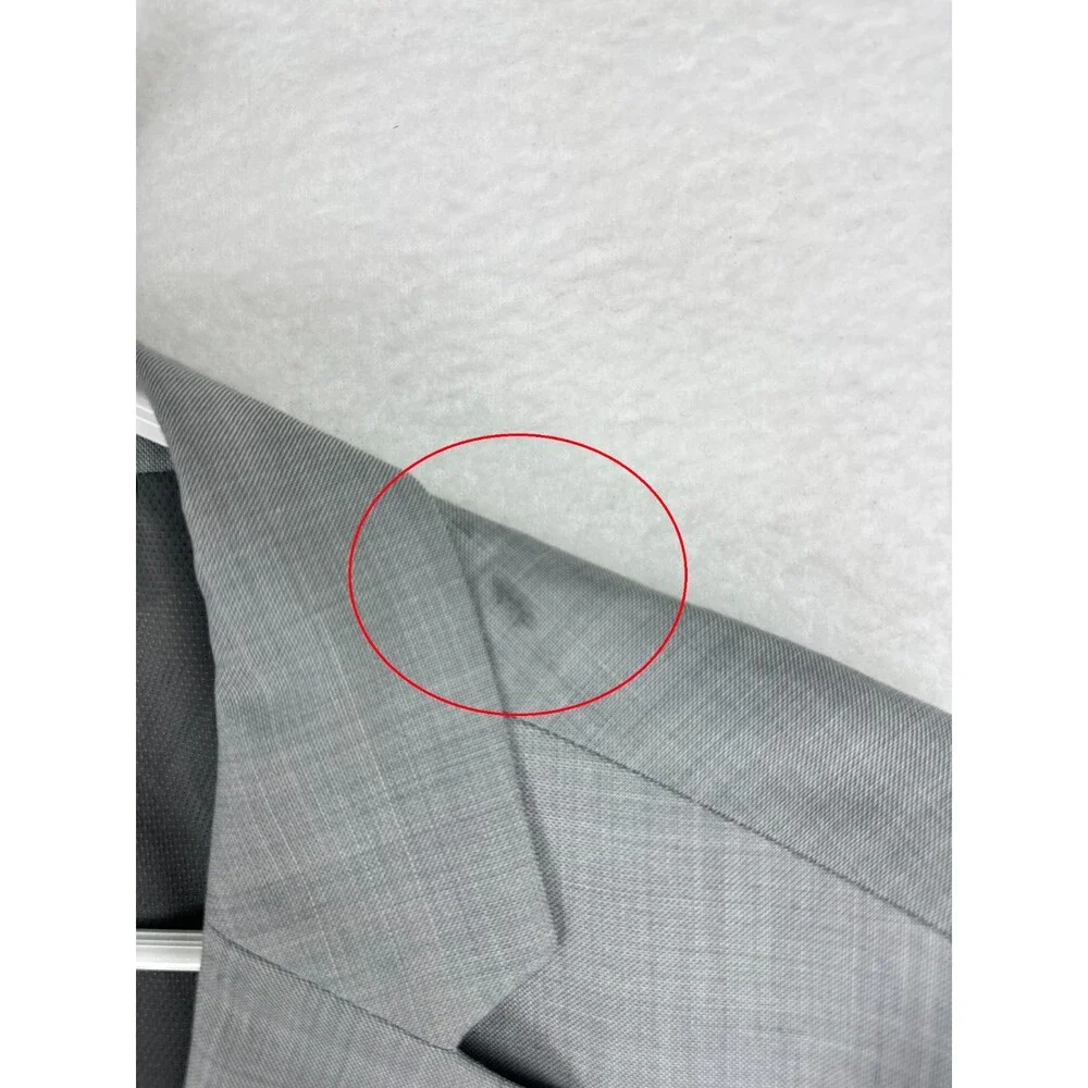 BAR III Suit Jacket Size 46L Light Gray Sharkskin Slim Fit Wool Blend FLAWS!